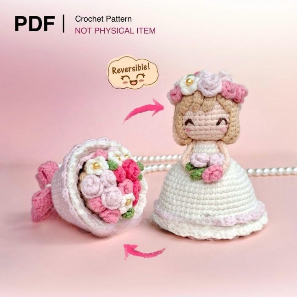 flower bouquet and bride wedding pattern